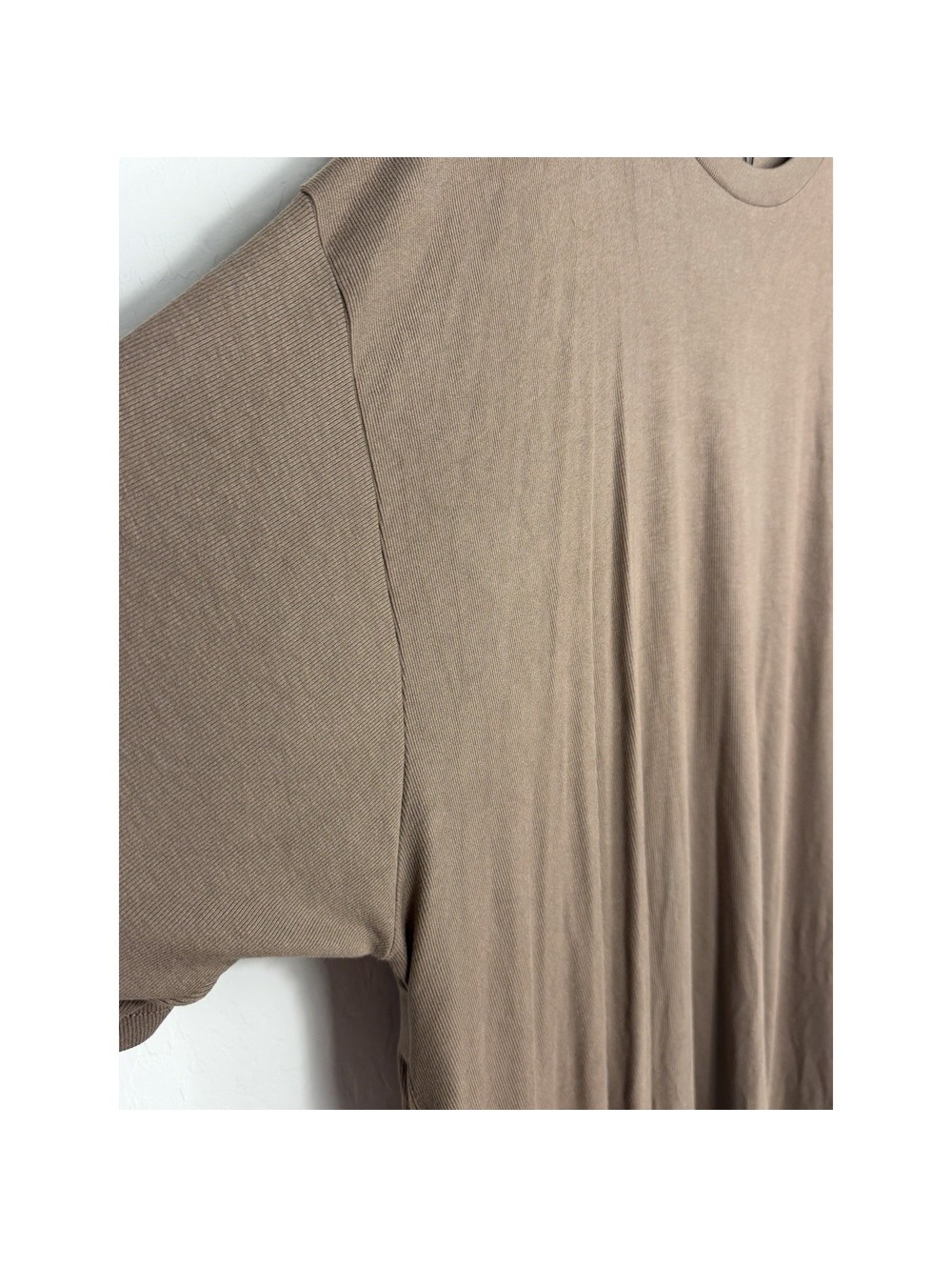 Foxy Kind Taupe Oversized Pocket Tunic Dress Xl Soft Ribbed Boho Lagenlook Nwt — image 7 of 8